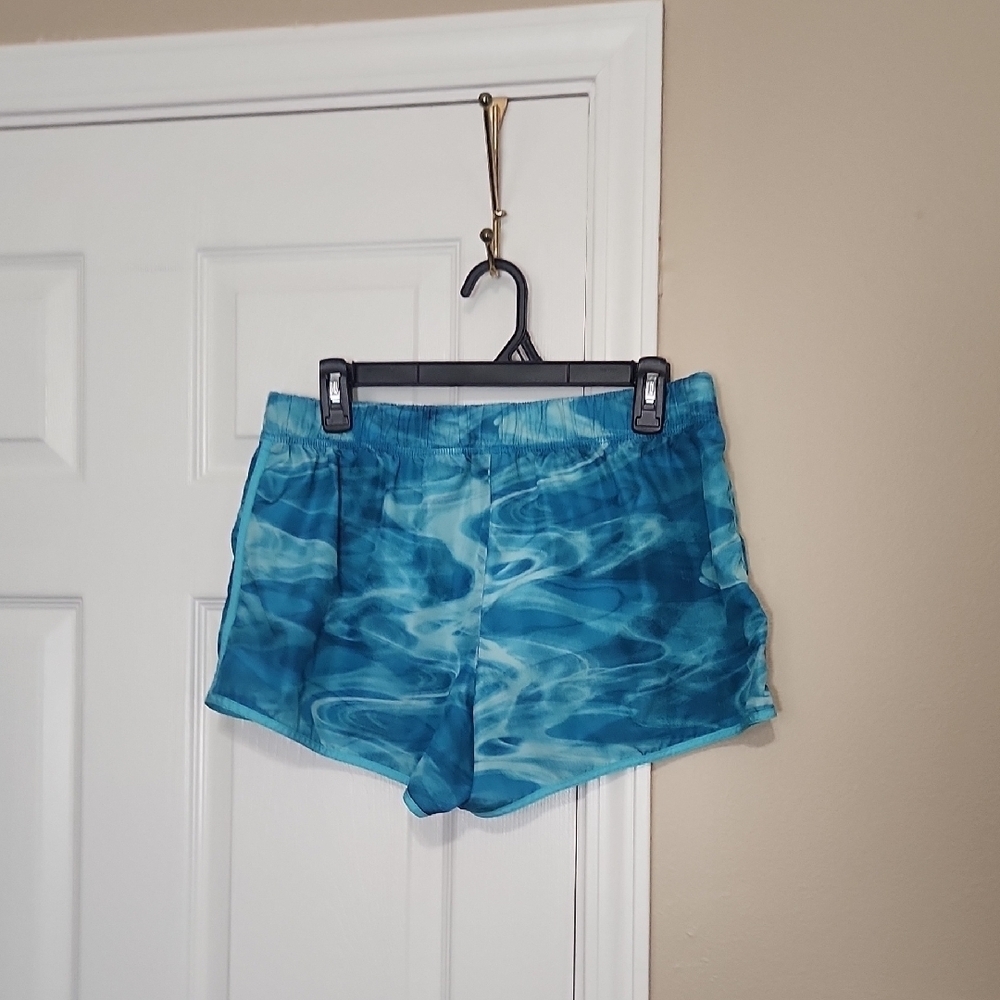 Blue Patterned Women's Shorts - Picture 3 of 3